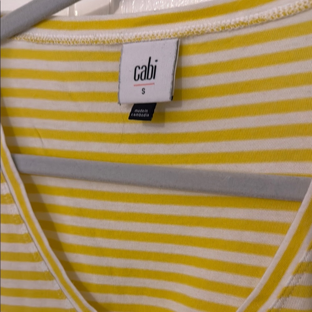 CAbi Lemon and Cream Striped Tee